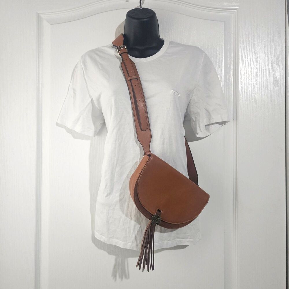 Free People Lamb Leather Sling Bag Belt Bag Brown Faye Saddle Fanny